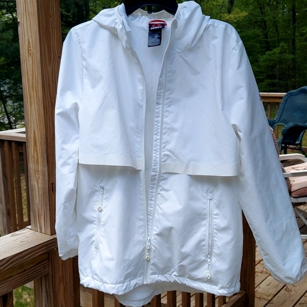 Gerry Women's White hooded Rain Jacket  Sz M